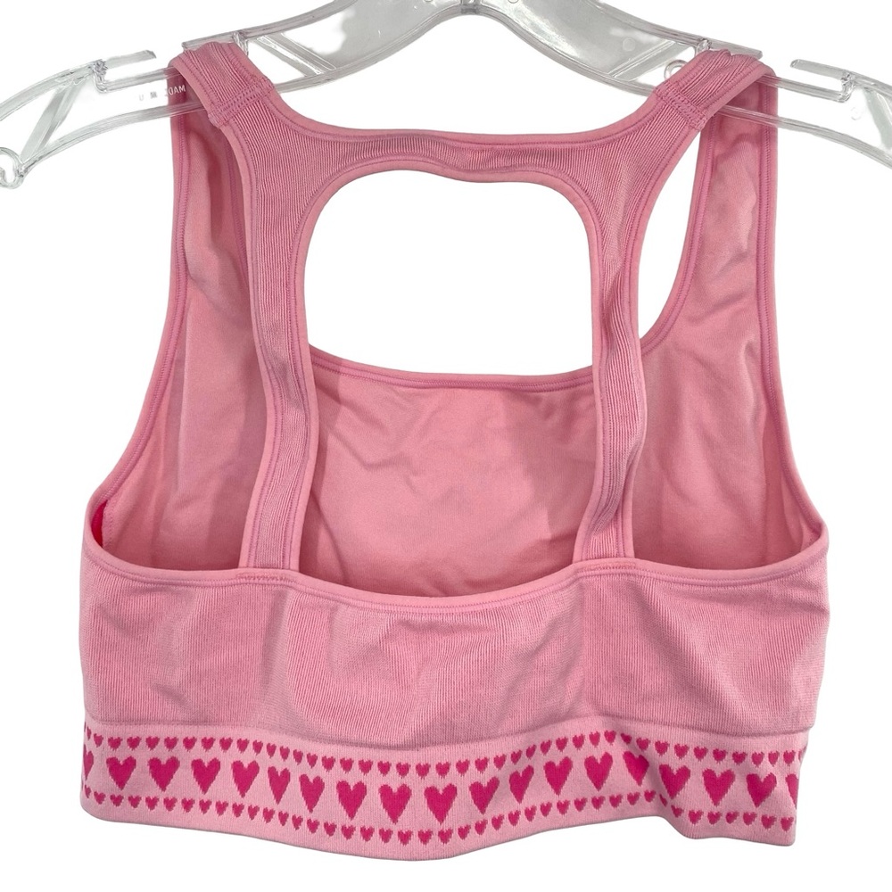 Pink Seamless Hearts Square Neck Longline Sports Bra Size Medium - Picture 3 of 9
